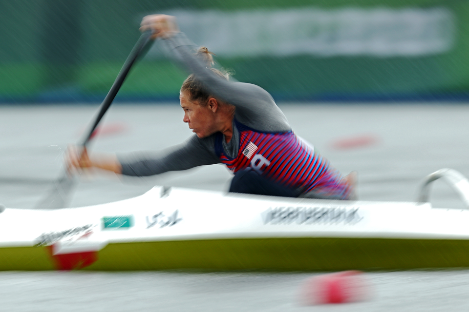 Kaitlyn Verfuerth competes in the Women's Kayak Single 200m at the Tokyo 2020 Paralympic Games.